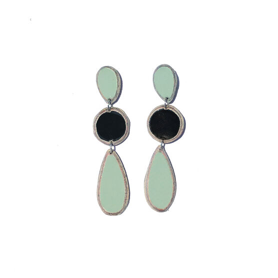 Imvula black and sage green paper earrings